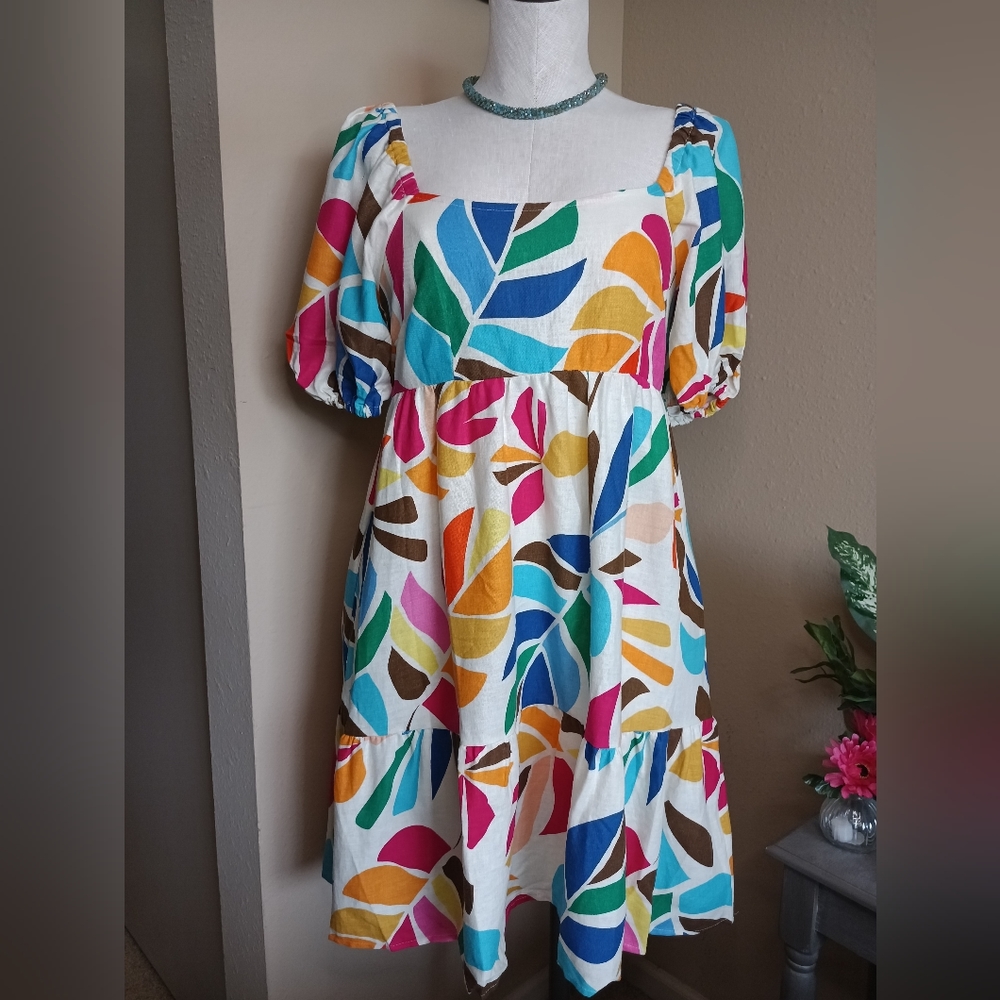 Tabitha Brown Botanical Print Mini Dress NWT